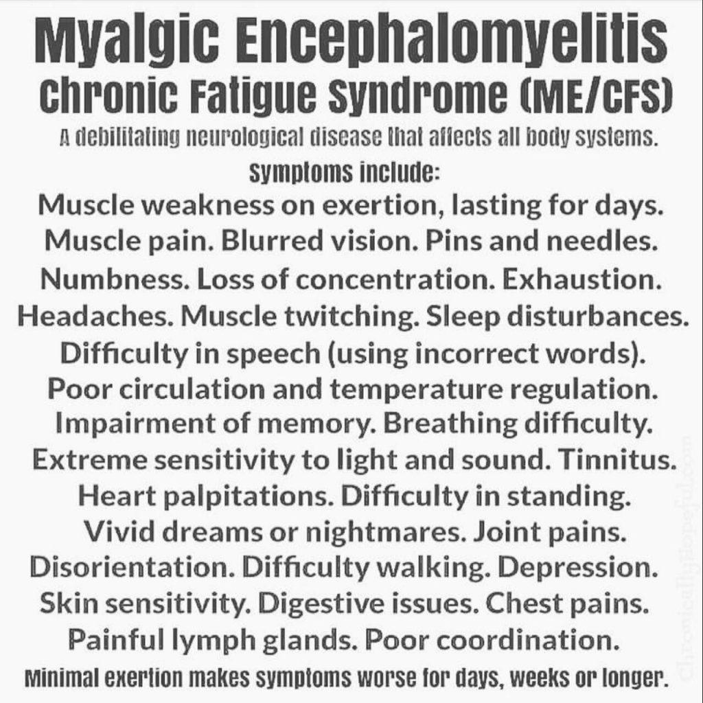 Description of the most common ME symptoms.