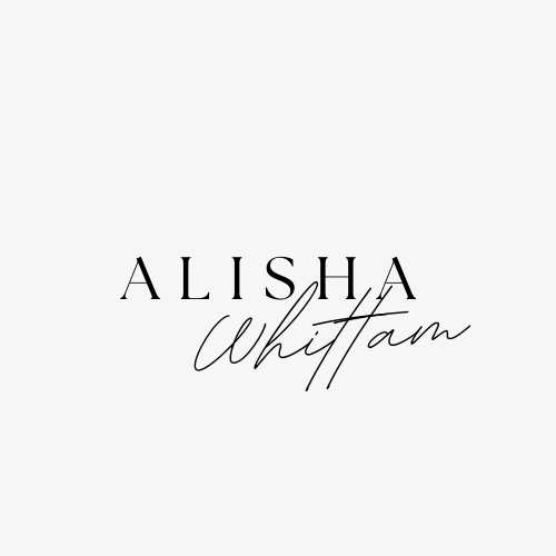 White background with black text which reads Alisha Whittam